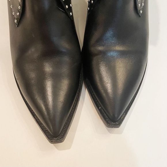 Givenchy Paris Studded Ankle Boots Black Leather Size 39.5 Buckle - Picture 6 of 11